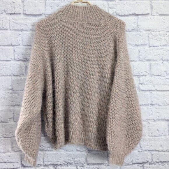 Joie Markita Fuzzy Sweater M Pink Sky NEW Funnel Neck Balloon Sleeve Alpaca - Picture 4 of 7